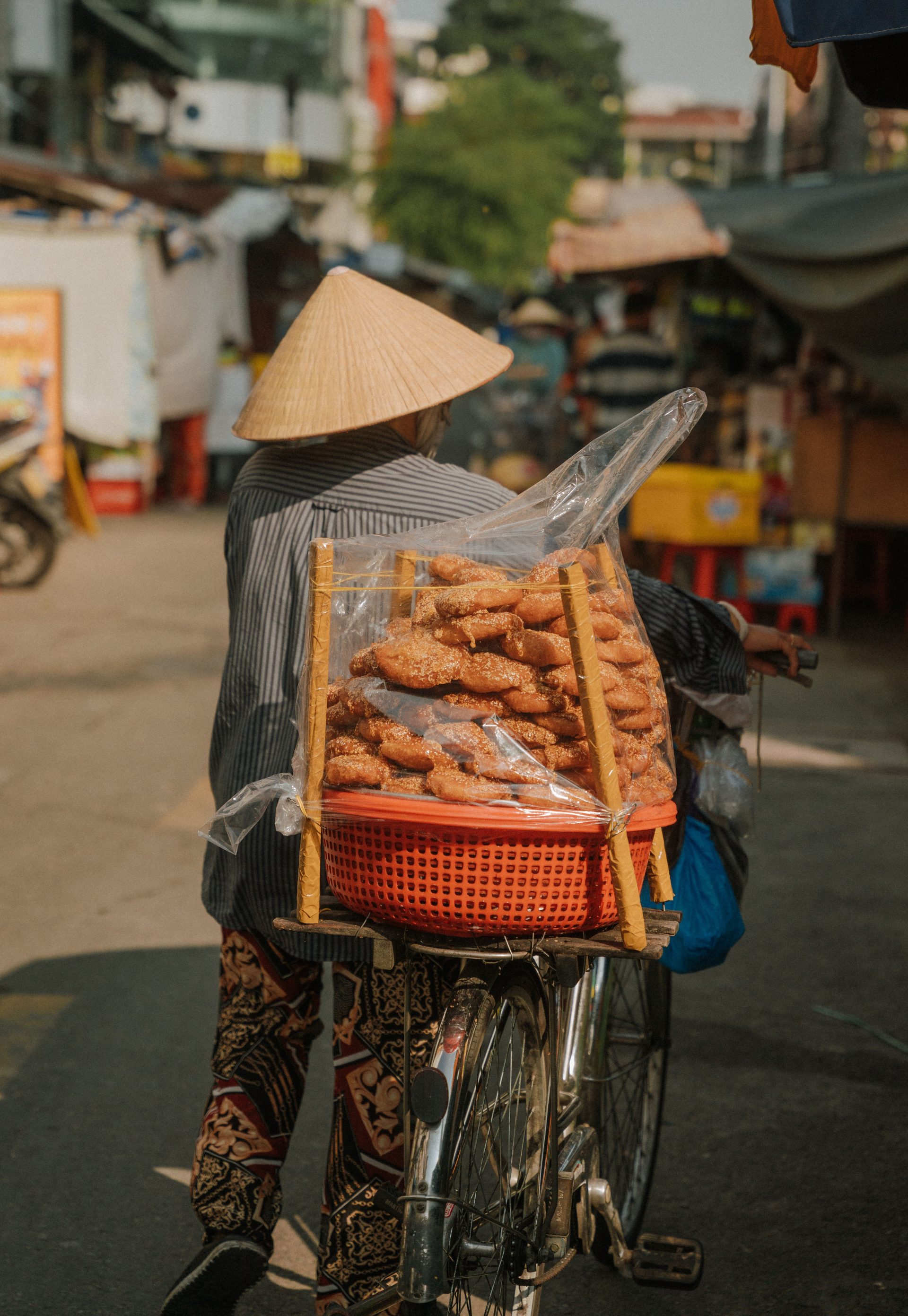 A street food market in Ho Chi Minh City with Vietnamese dishes