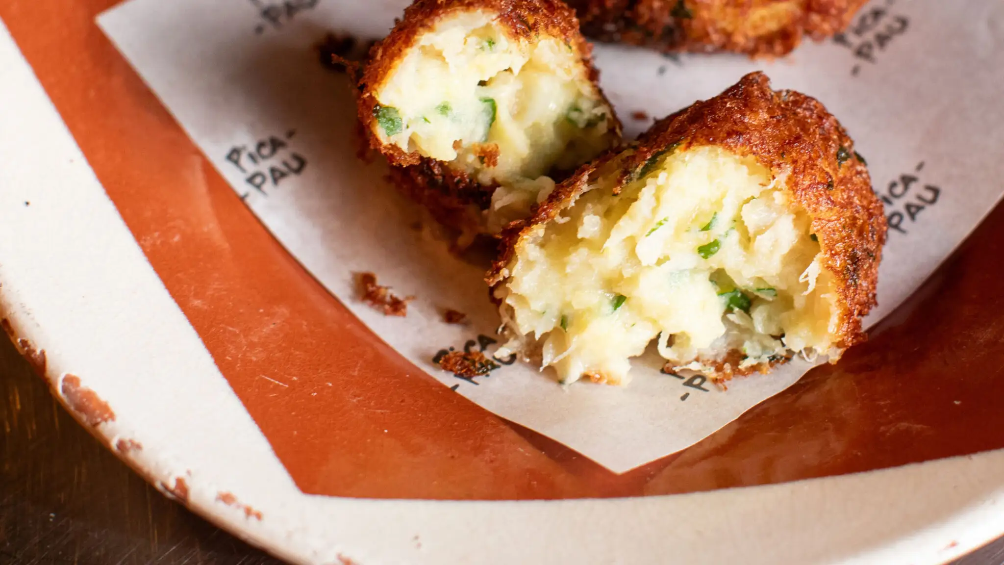 Golden fried pastel de bacalhau cod cakes
