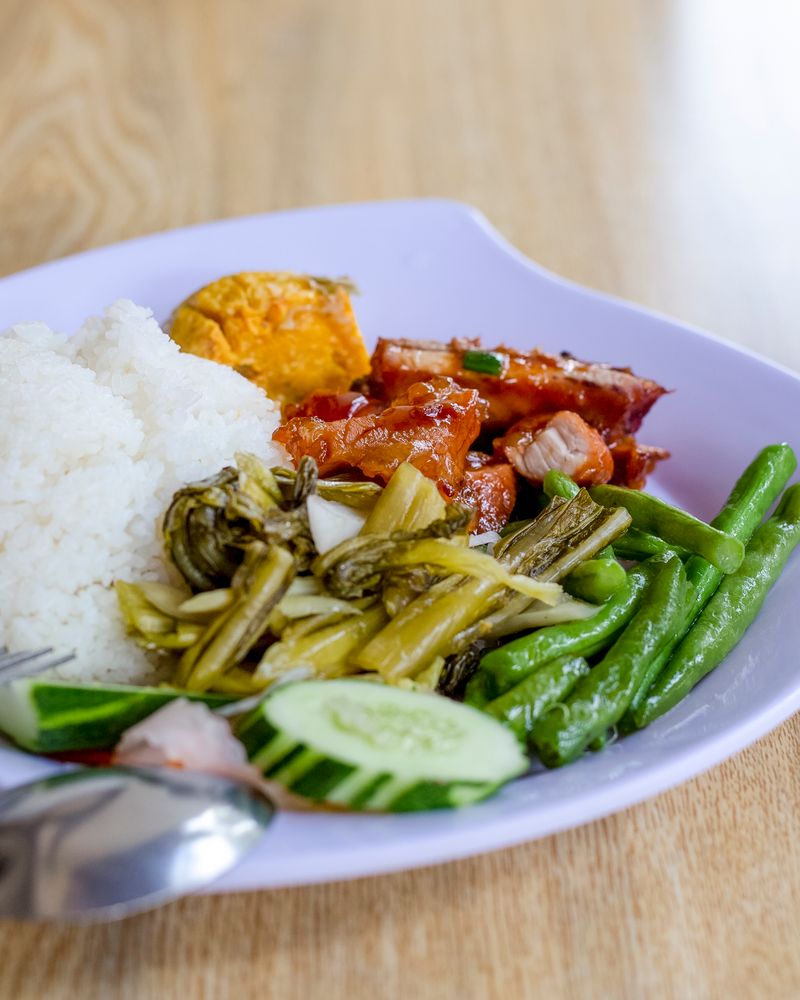 Bai sach chrouk, Cambodian grilled pork with rice and pickled vegetables