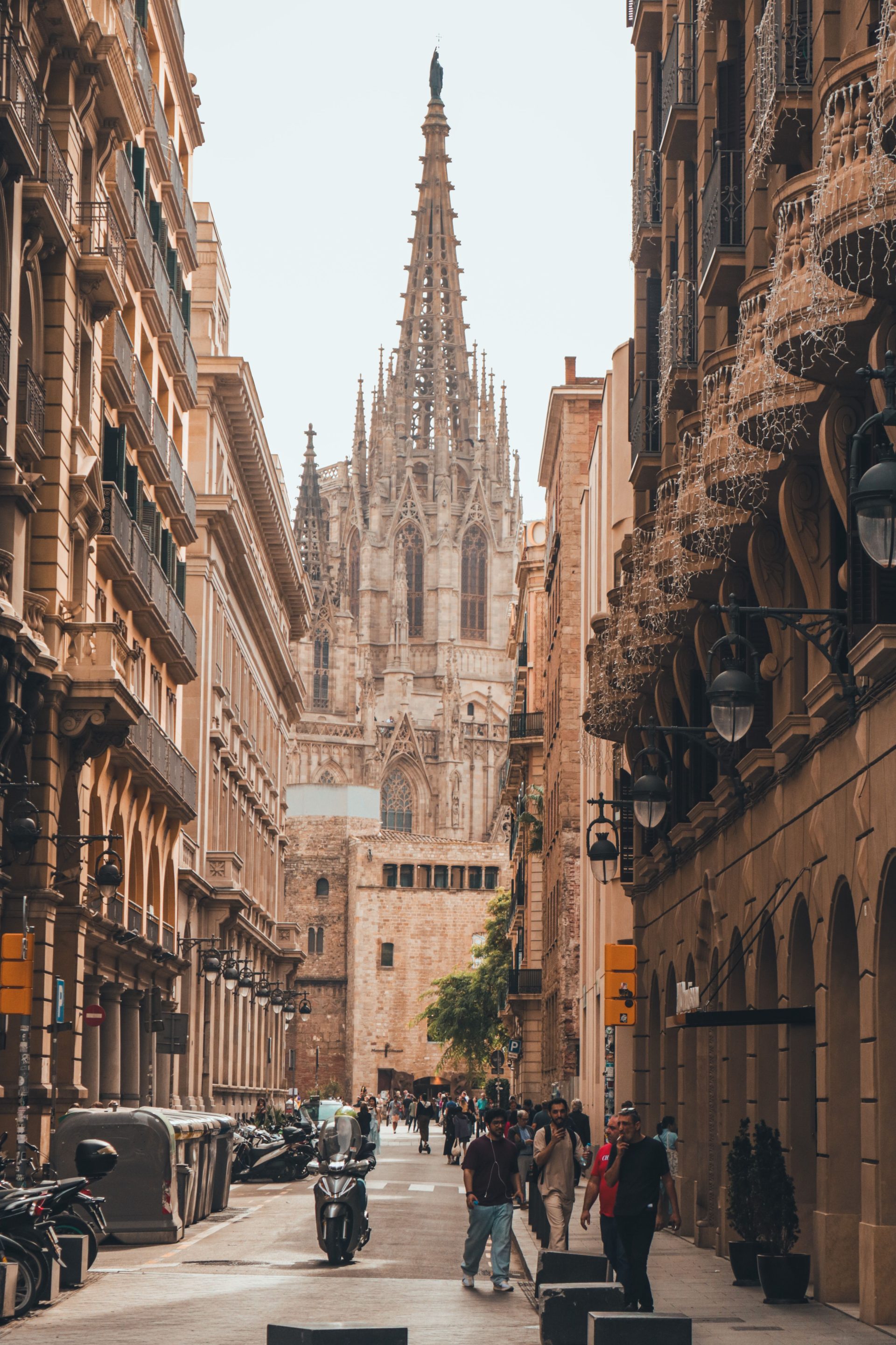 The spires of the Sagrada Familia against a clear sky