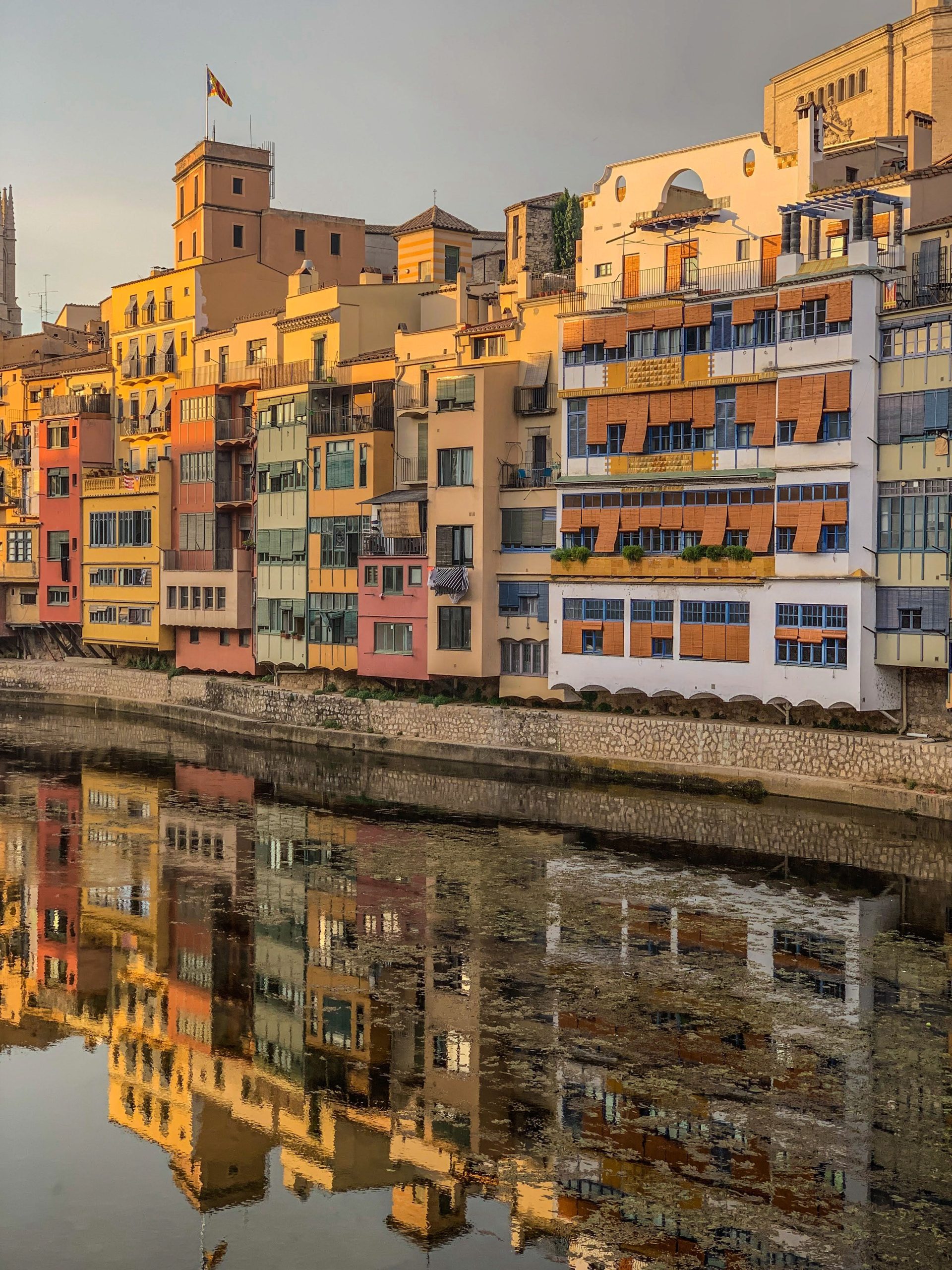 The medieval city walls and cathedral of Girona
