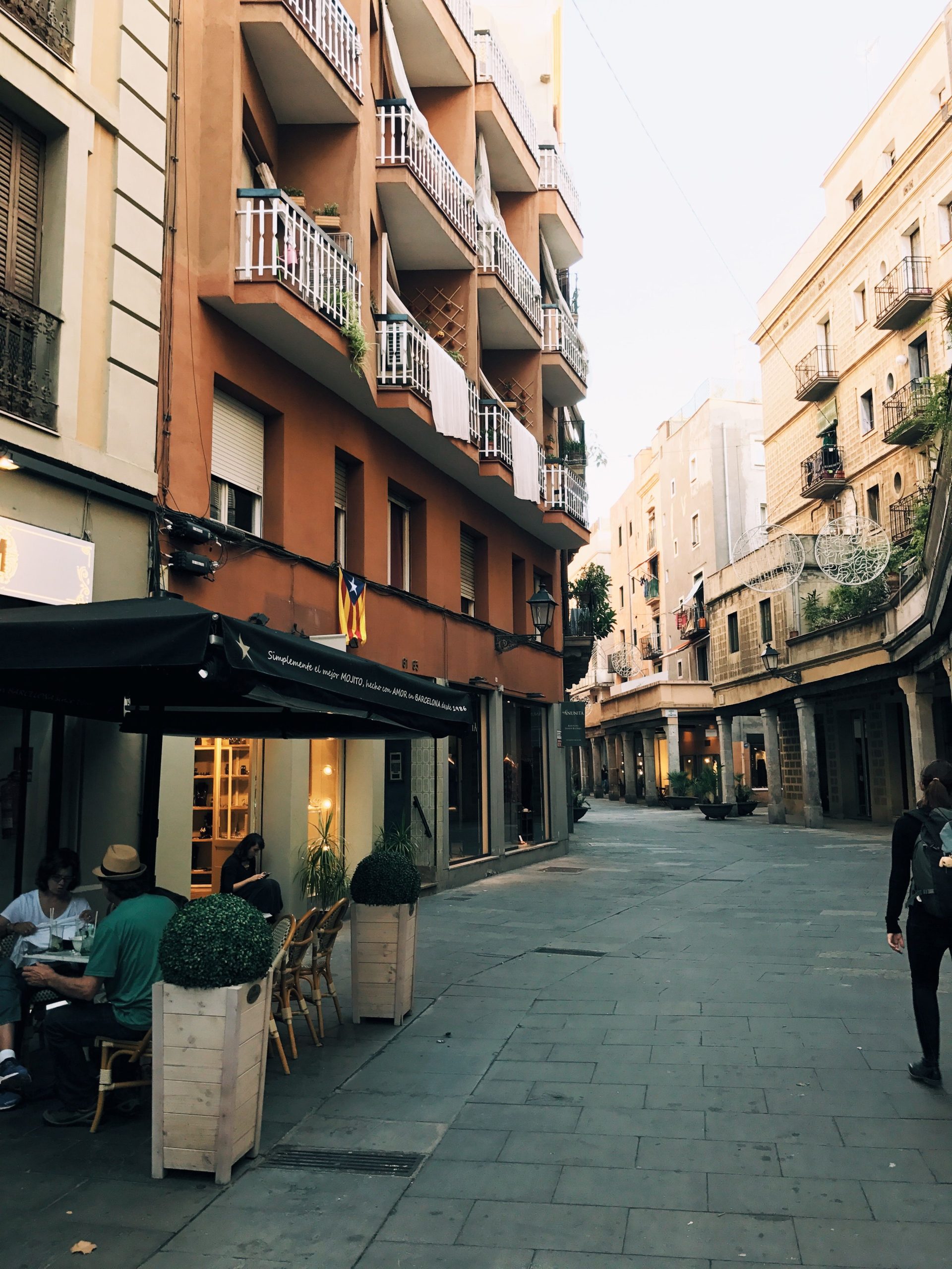 A narrow residential street in Poblenou, Barcelona