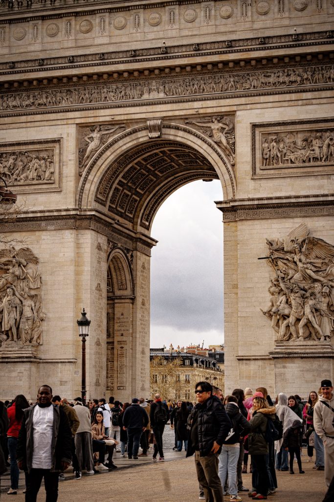 Paris street scene near classic central neighborhoods