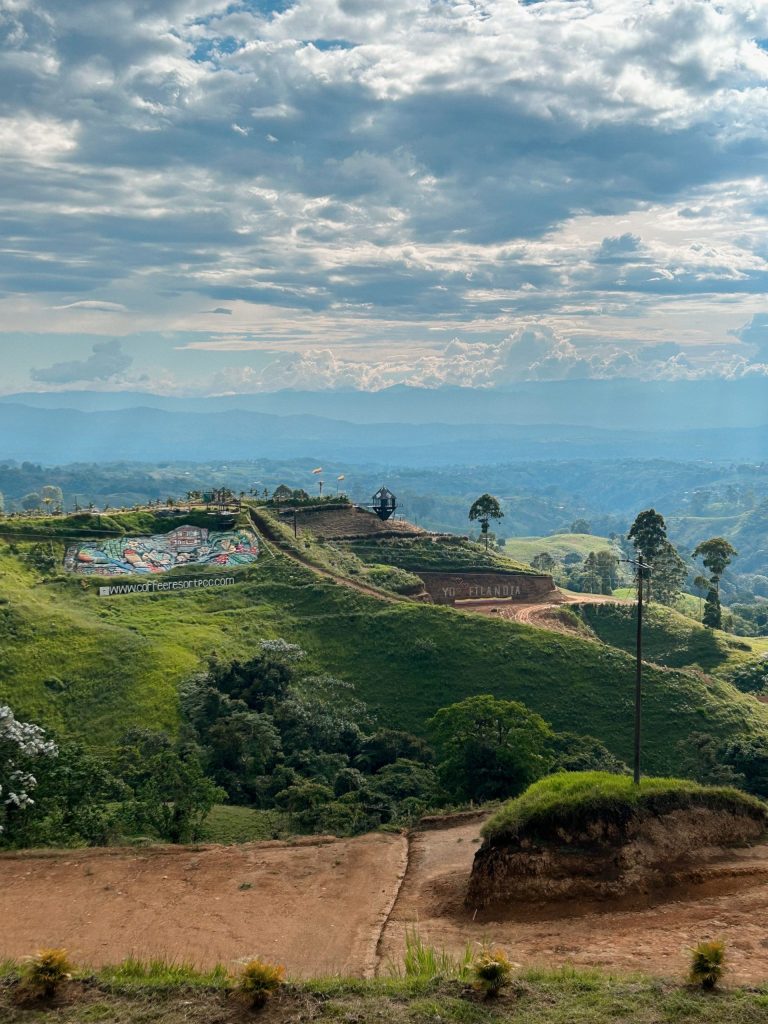 Rolling coffee hills stretching to the Andes from the Filandia viewpoint