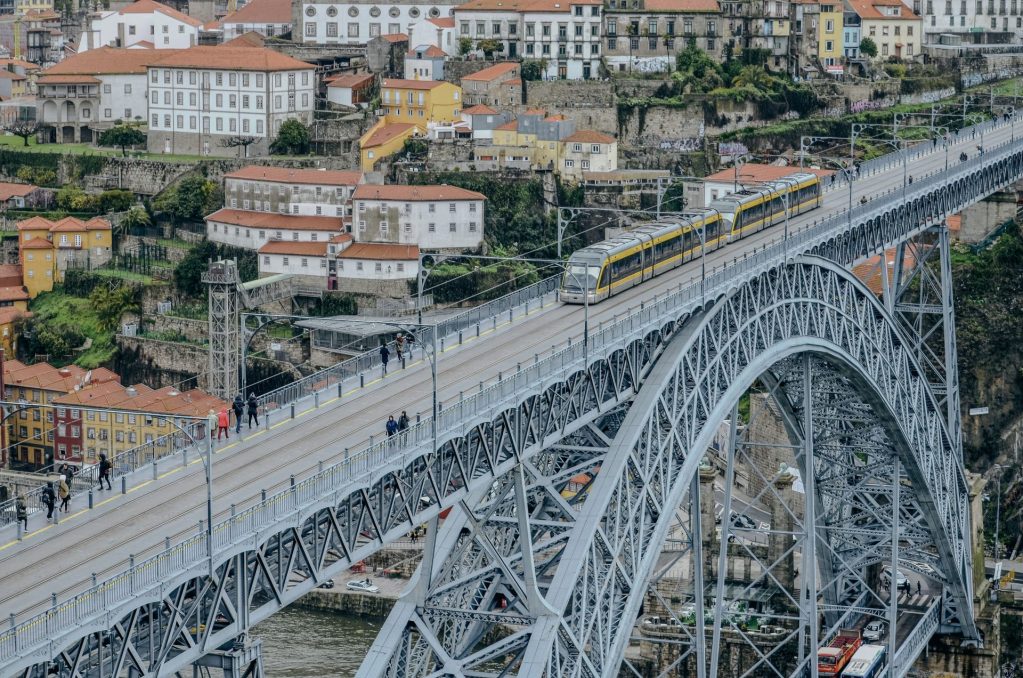 The iron arch of the Dom Luís I Bridge spanning the Douro