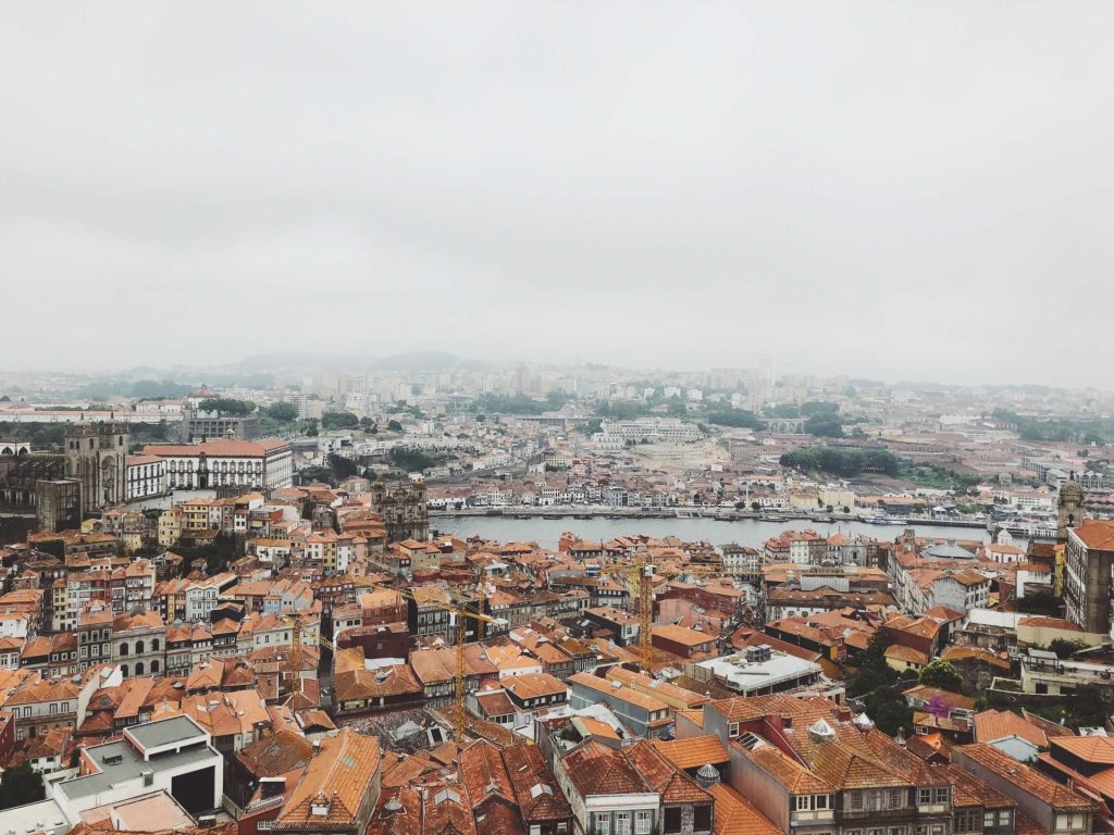 Porto's rooftops under low grey cloud