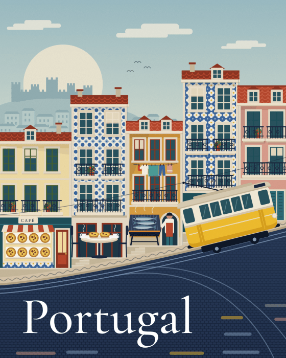 Illustrated Portugal travel poster