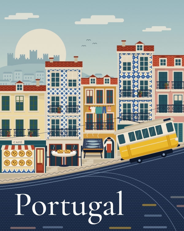 Illustrated Portugal travel poster