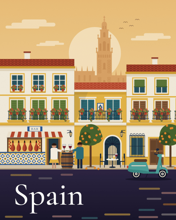 Illustrated Spain travel poster