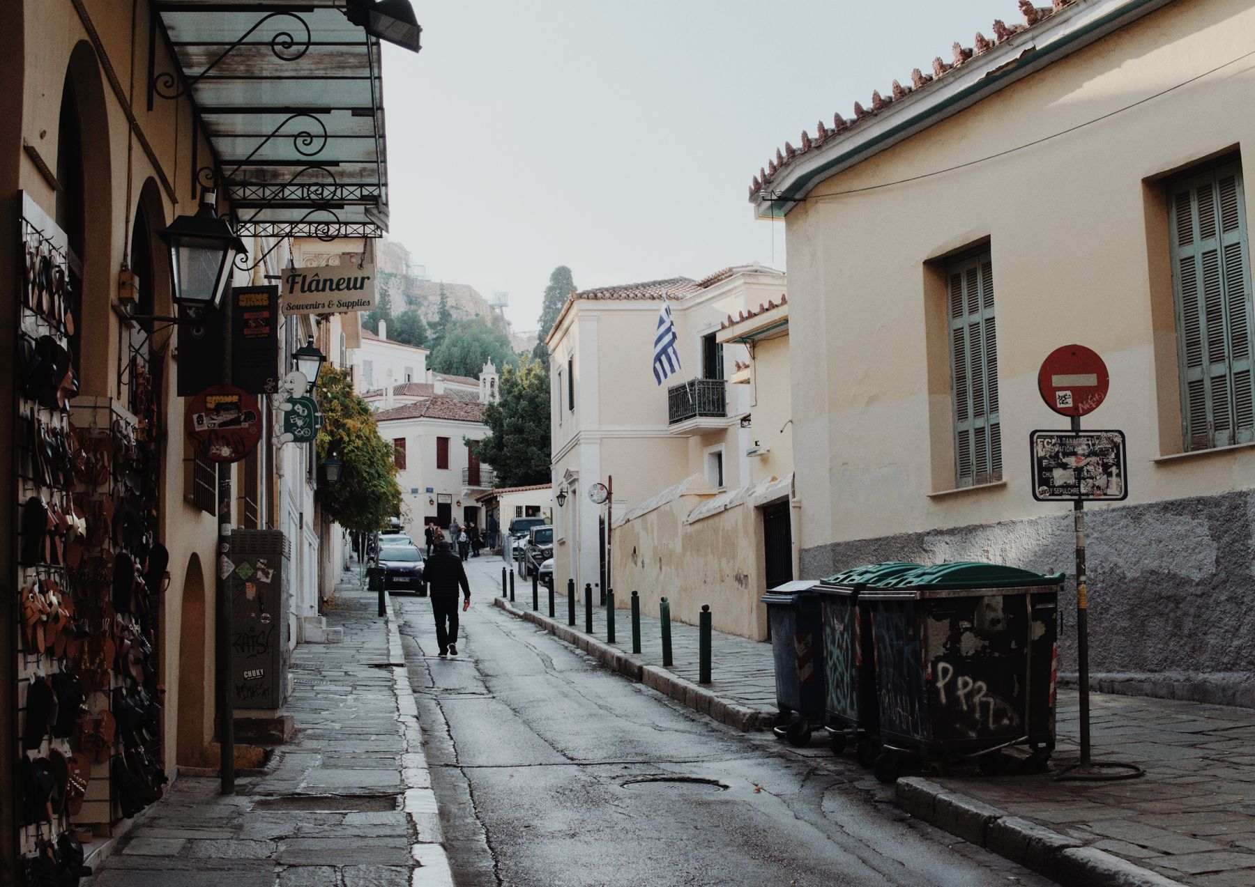 A quiet street in the Plaka district of Athens