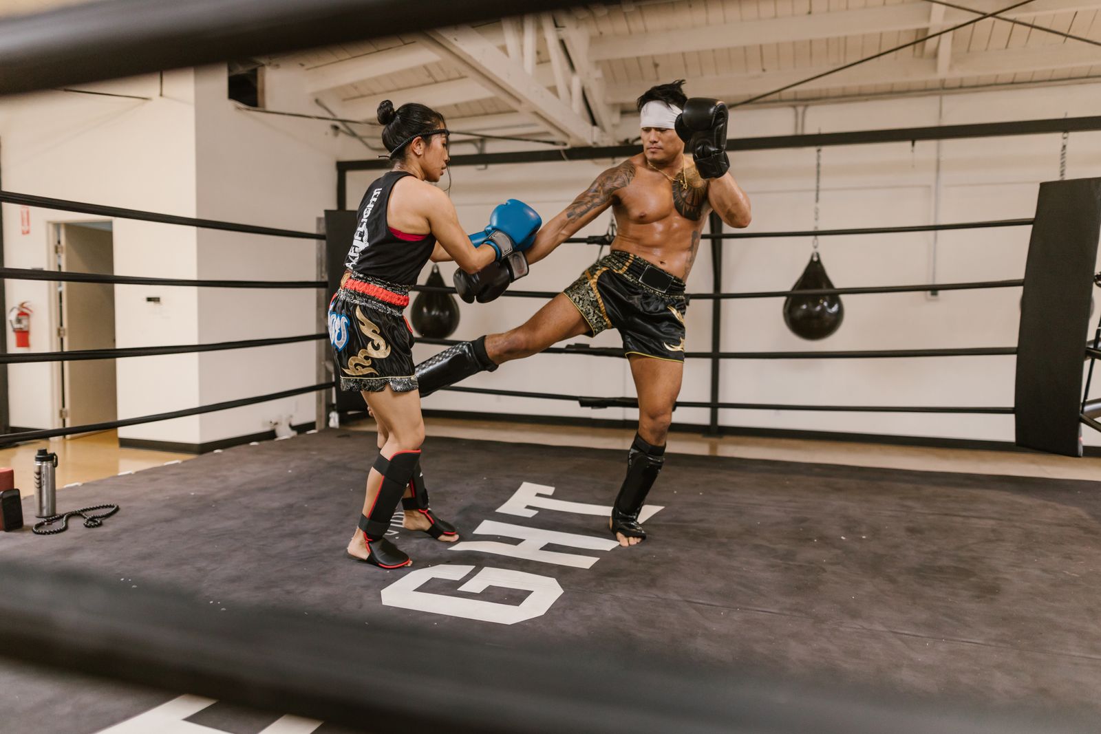A Muay Thai bout in the ring