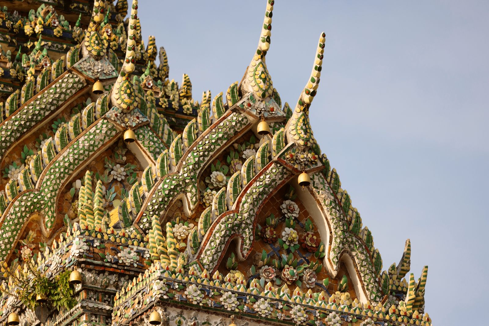 Ornate roof architecture at Wat Pho, Bangkok