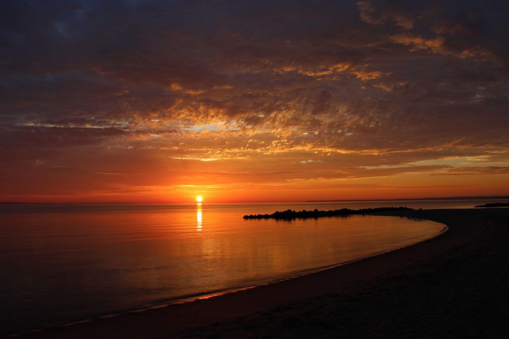 Sunset over the sea before an evening out