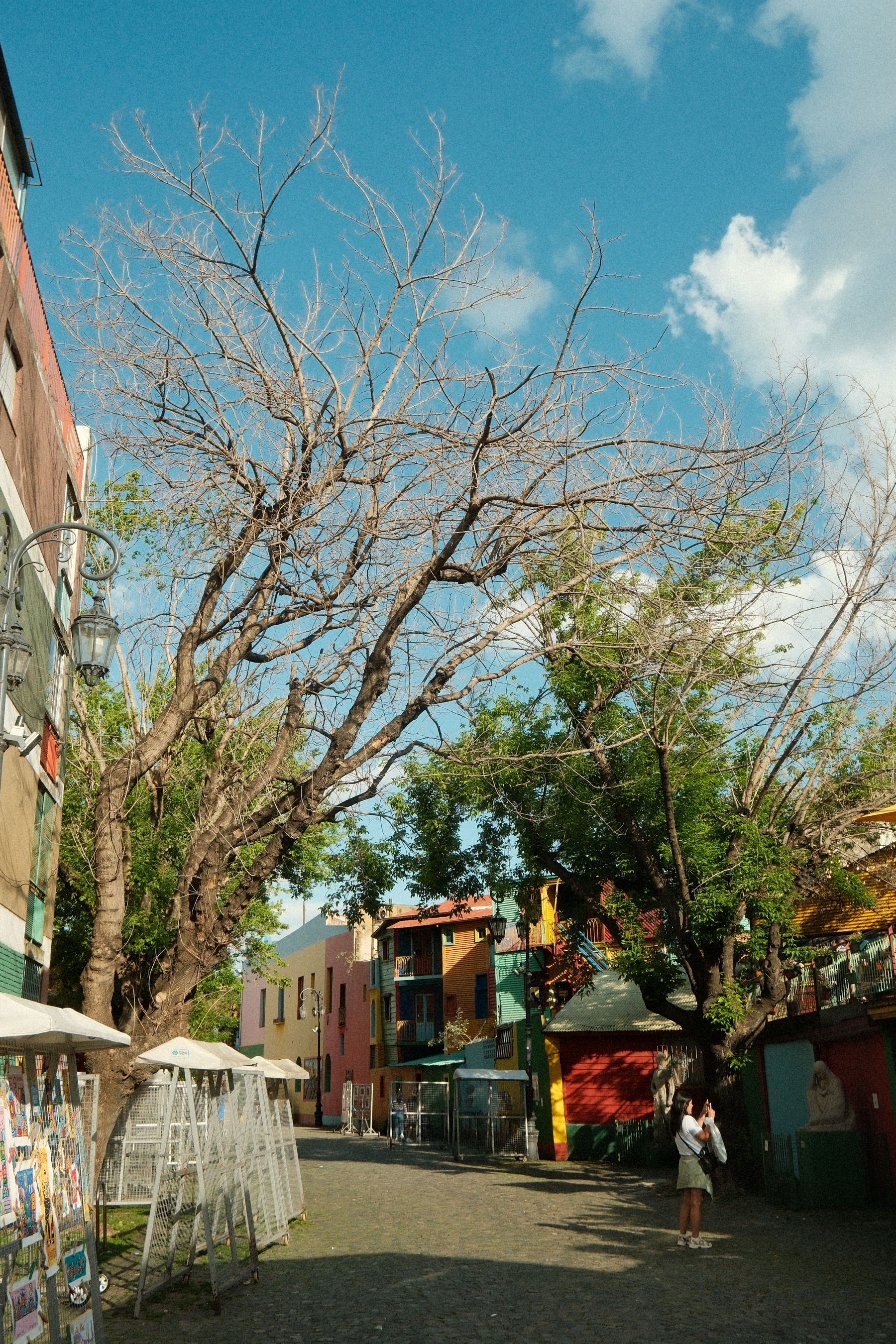 A vibrant alley in La Boca, Buenos Aires, with colourful buildings and artwork