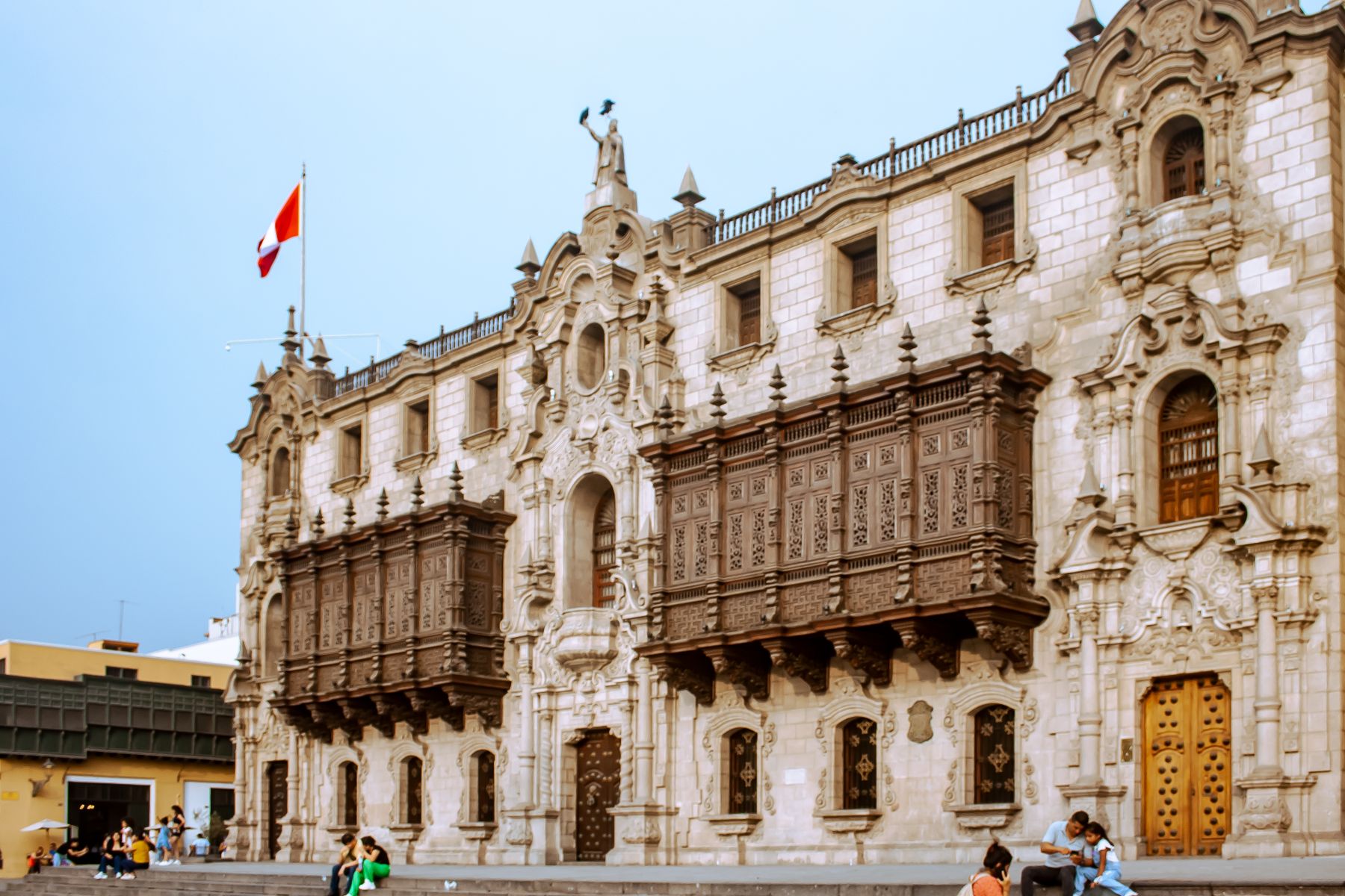 Baroque architecture in Lima, Peru, showing intricate carved detail