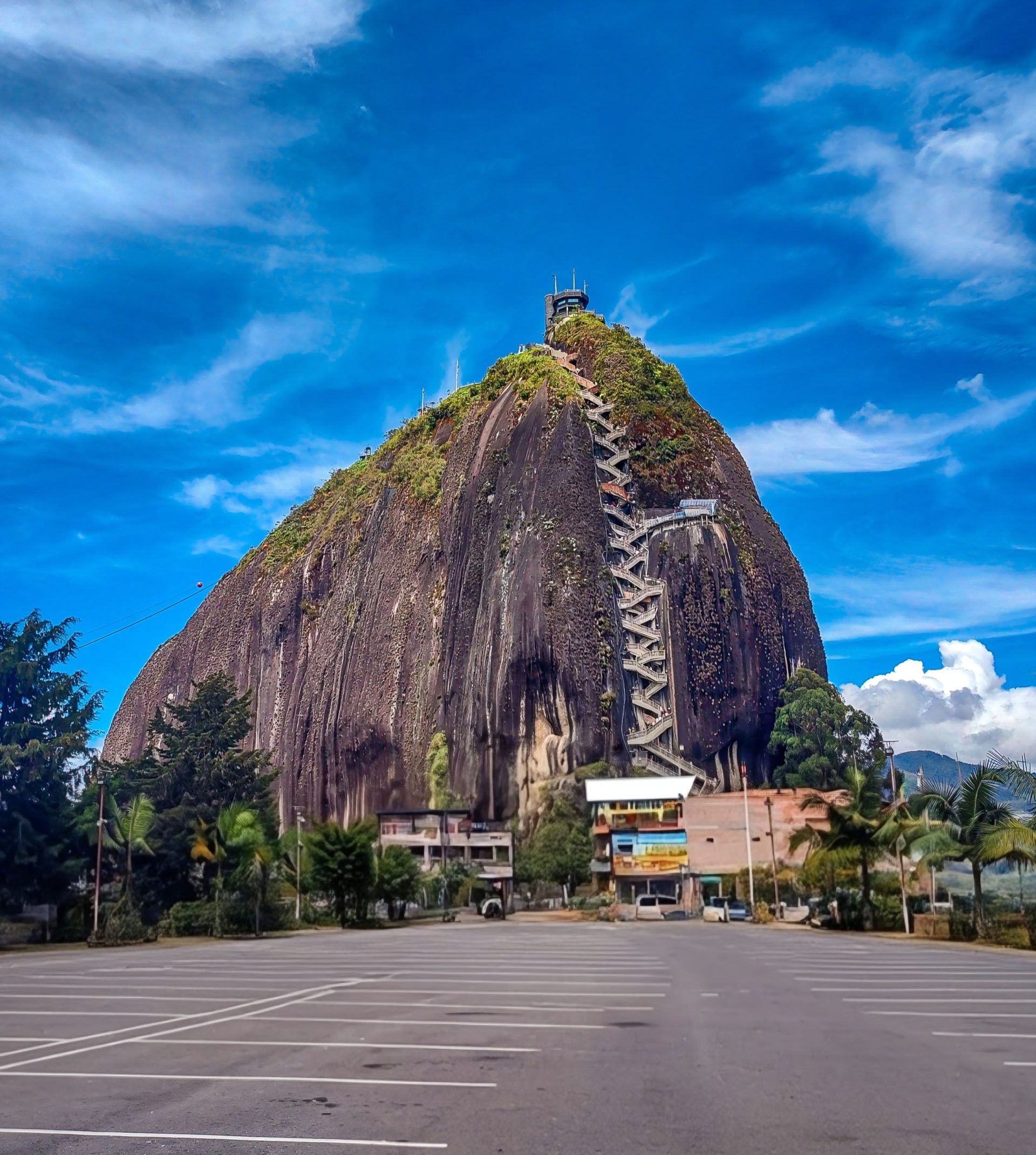 The Peñol Rock in Guatapé with its staircase cut into the stone