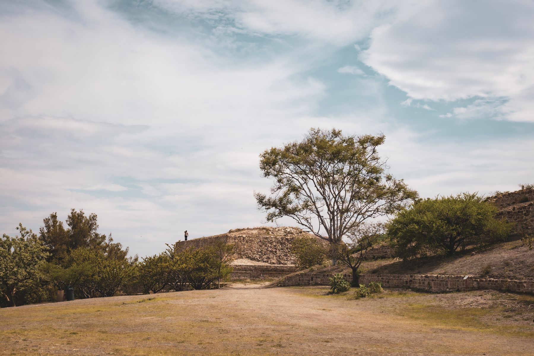 Monte Albán ruins and open sky, one of the essential things to do in Oaxaca