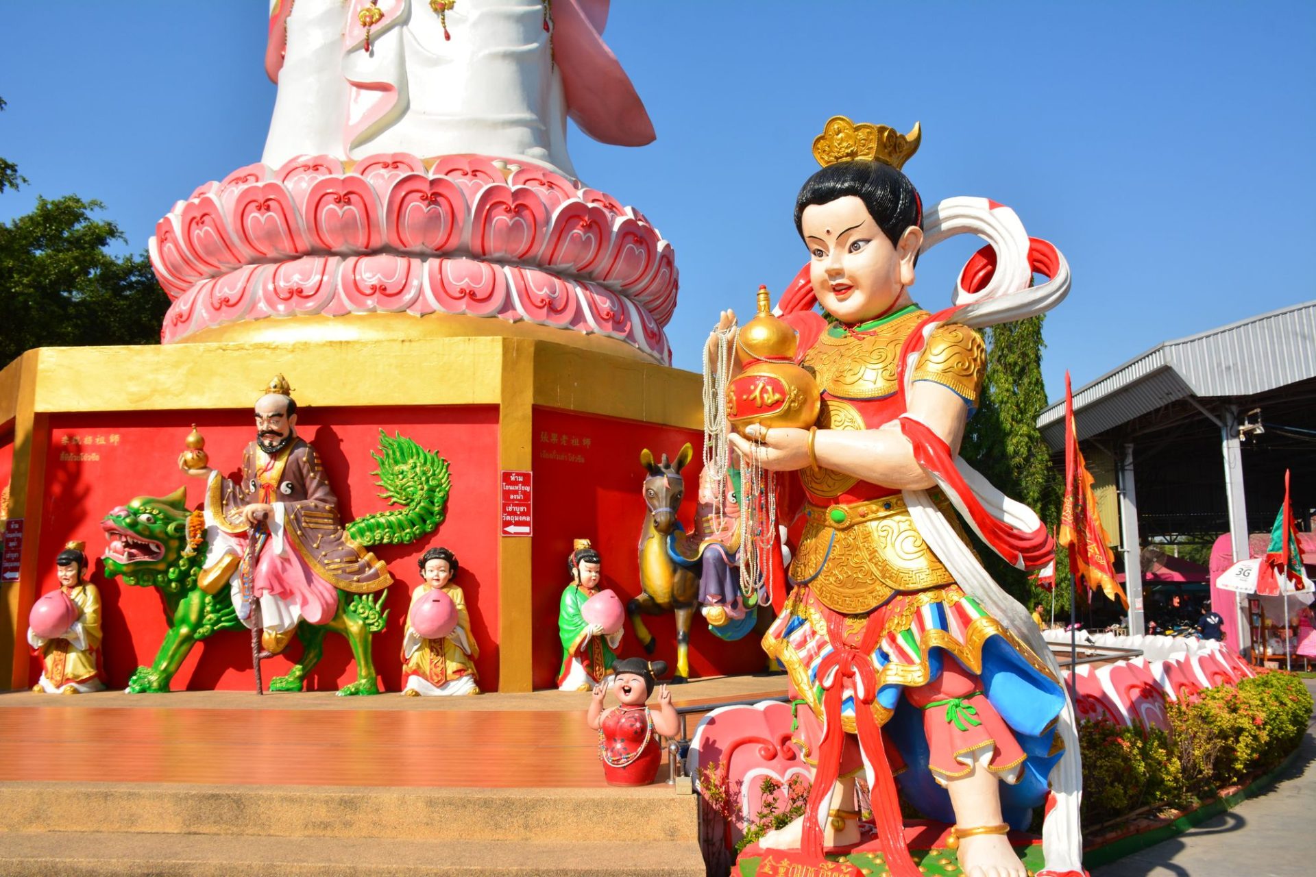 A brightly painted temple figure in northern Thailand
